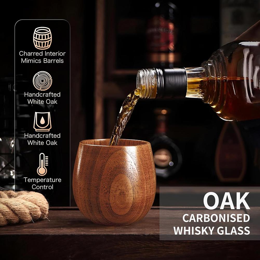 Wooden Whiskey Tumblers Glass Elegant Wooden Glasswares Tasting Ritual-Experience Charred Fashioned Drinkware For Bar Collection