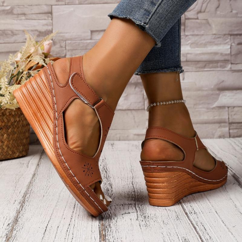 Plus Size Sandals Women's Summer 2025 New Platform Cutout Velcro Sandals Women