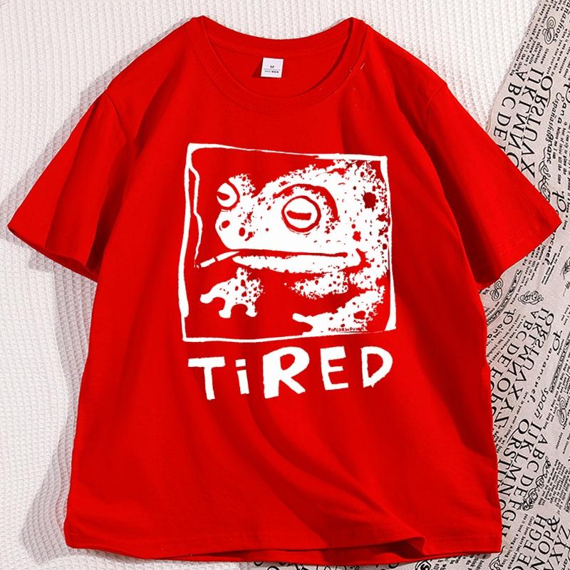 Tired Frog Funny Graphic T Shirts Men Women Casual Cotton Short Sleeve Printed Tshirt Crewneck Streetwear Graphic Tees Clothing