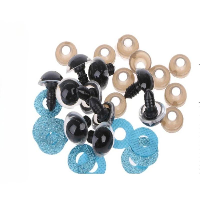 

10pcs 16/18/20/24mm Round Plastic Clear Plush Doll Findings Stuffed Toys Glitter Safety Eyes Nonwovens Hard Washer 16mm светло-синий