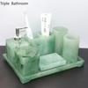 Badezimmer Toilettenartikel Geschenke Harz Lotionflasche Zahnbürstenhalter Zahnbecher Seifenschale Wattestäbchenbox Tablett Heimzubehör