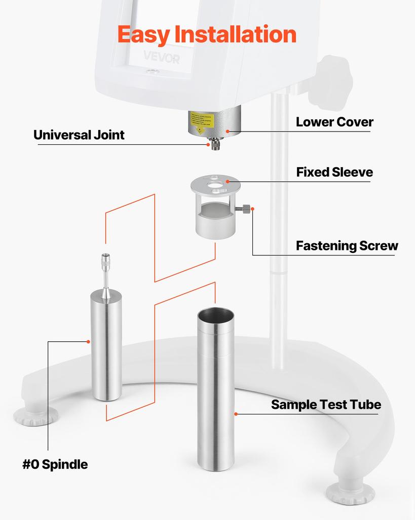 VEVOR Rotary Viscometer Rotor, 1-80 cP, 0# Viscometer Spindle, Stainless Steel, with Storage Case