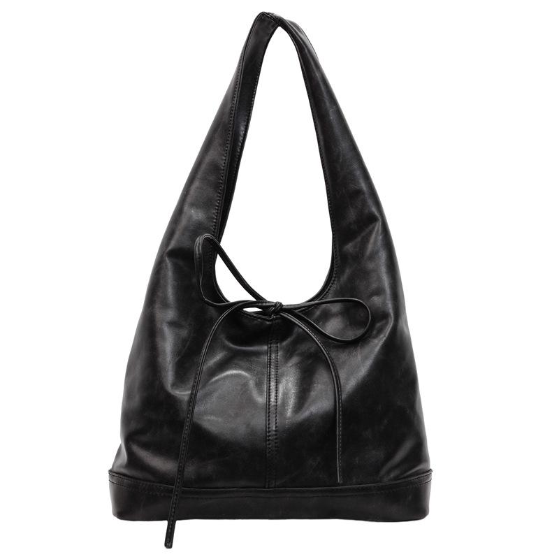 Korean Stylish Large Capacity Bow Tie Shoulder Handbag Women s Trendy Design чёрный