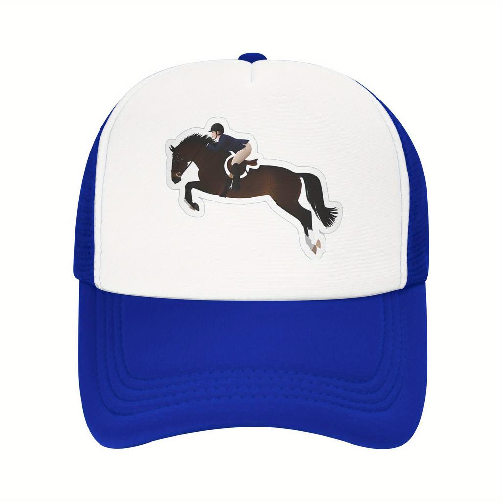 Equestrian Horse Jumping Hunter Jumper Sport Trucker Hat Breathable Mesh Baseball Cap Adjustable Outdoor Gift
