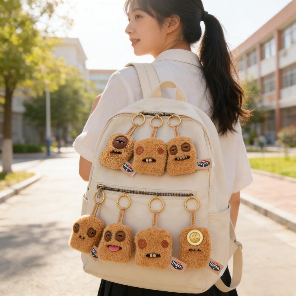 11cm Ugly Teeth Monster Plush Keychain Backpack Charm Cute Stuffed Doll Pendant Bag Accessory