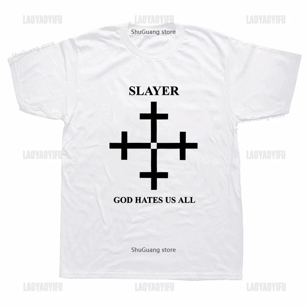 Fashion Slayers Metal  T Shirt God Hates Us All Unisex Men Women T Shirt Short Sleeve Cotton T-shirt Graphic T Shirts
