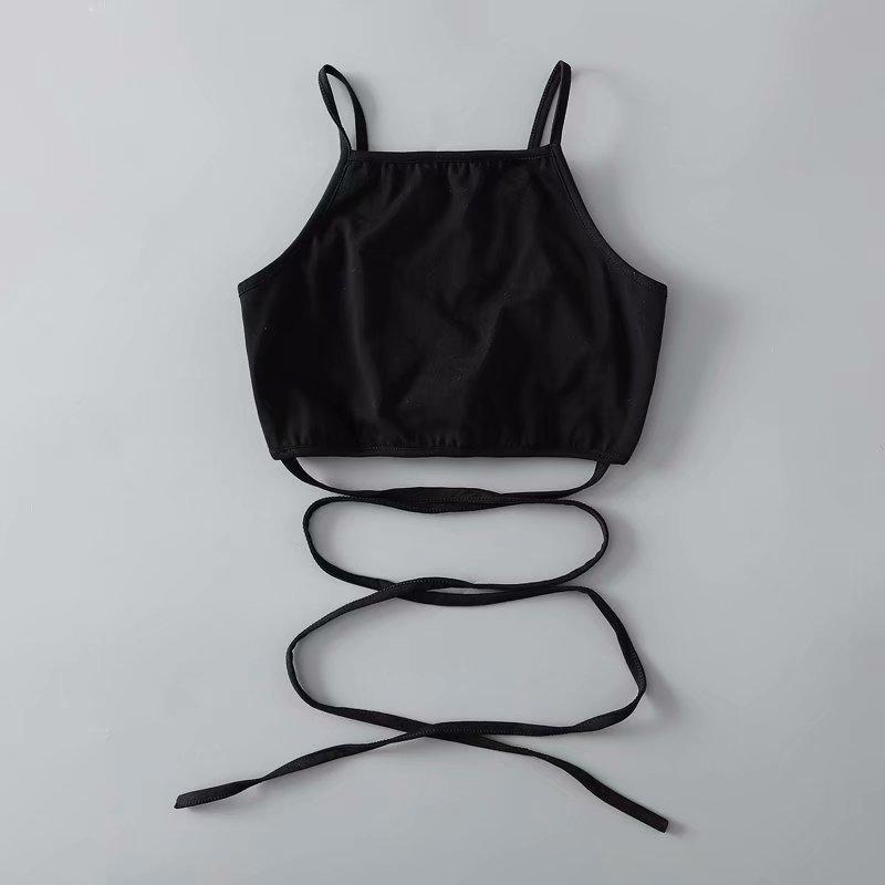 Summer Crop Tops Women Sleeveless Sexy Bandage T-Shirt Top Fashion Black Lace Up Tank Top Tumblr Ladies