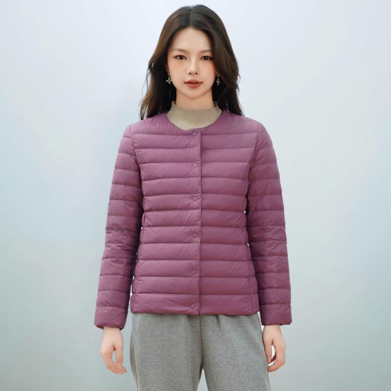 

Women s new national standard 90 fleece new solid color women s clothing round neck V neck simple long sleeve down jacket XXXXL