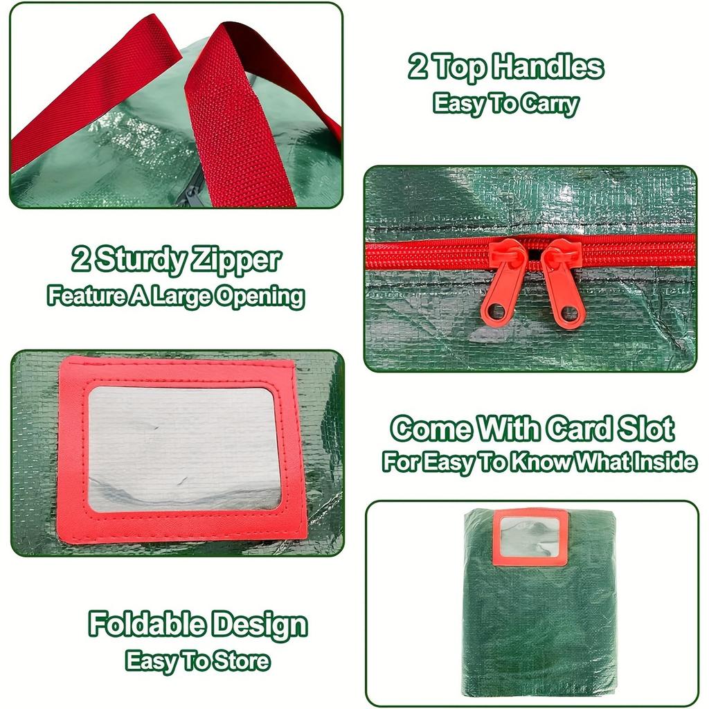 1pc Large-capacity Christmas Tree Storage Bag Suitable for 7/9ft Christmas Trees, Waterproof and Dustproof Woven Luggage Moving Bags