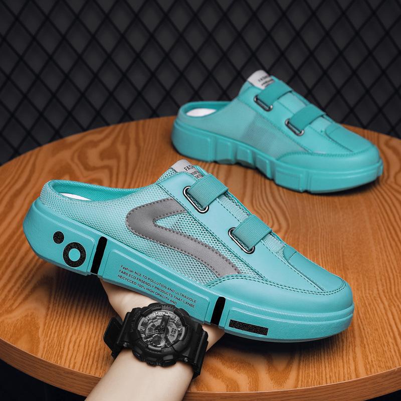 New half-slippers men's summer men's trend heelless lazy bag head dragging one foot outside wearing beach shoes
