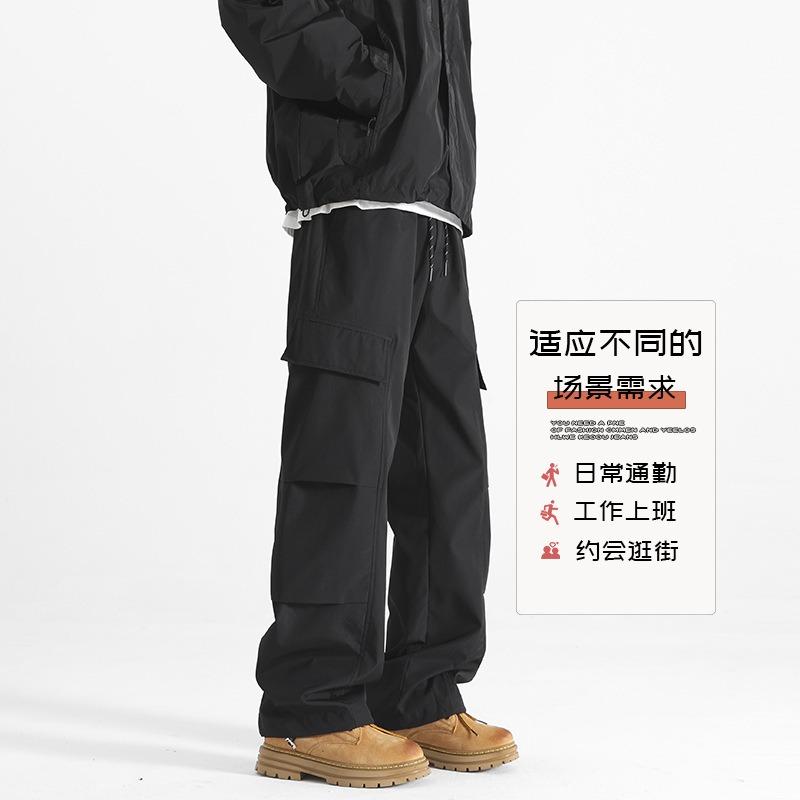 Men's new velvet optional straight overalls spring autumn and winter casual pants men's wide-leg loose youth trousers