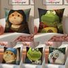 Cartoon Character PParty Animals Cushion Cover Pillowcase Short Plush Invisible Zipper Room Sofa Cushion Cover