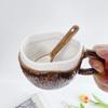 Coconut Shell Ceramic Mug Retro Hand-pinched Irregular Ceramic Coffee Cup Milk Tea Cup Milk Coffee Mug Drinking Utensils