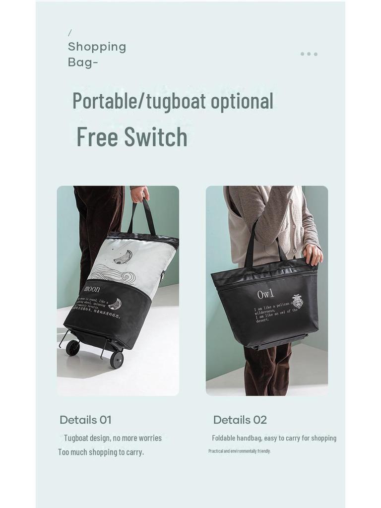 Joey Foldable Shopping Cart: Portable, Large, Thickened Hand-Held Bag with Extra Supermarket Bag