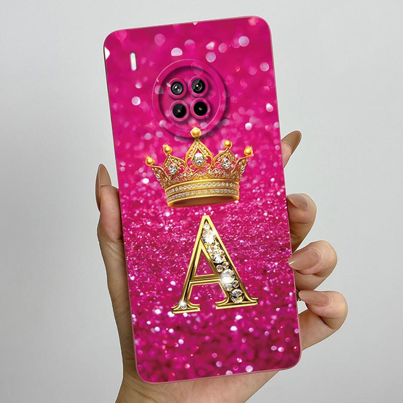For Huawei Nova 8i Honor 50 Lite Crown Initial Letter Couple Phone Case Nova8i Honor 50Lite Soft Silicone TPU Protective Casing