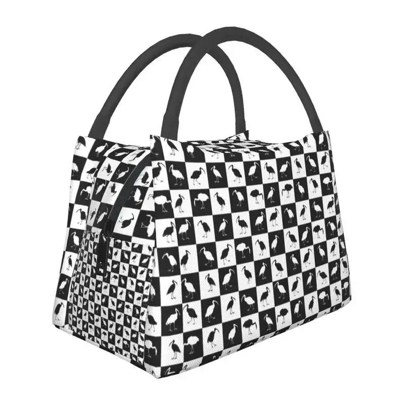 Cute Checkerboard Cat Pattern Thermal Insulated Lunch Bags Women Checkered Lunch Tote for Outdoor Picnic Storage Meal Food Box