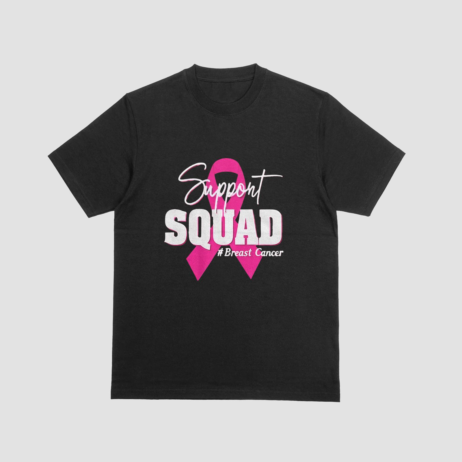 Support Squad Breast Cancer Awareness T-Shirt Pink Ribbon Tee L