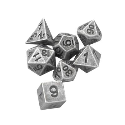 Mini dés polyédriques en métal vintage de petite taille, dés de jeu multi-faces, dés de jeu de société portables pour jeux de rôle