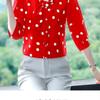Modisches, viertelärmeliges Chiffon-Hemd mit Schalkragen, bodenlange Bluse, schmale Passform, Sommer, dünnes, kurzes Polka-Dot-Print-Top, M-5XL