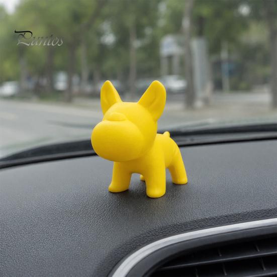 Smooth Edge Dog Figure 3D Printed Cute Figurine, Small Yellow Puppy Statue for Desk, Lovely Round Lines Figurine Shelf, Home Office Decor, Minimalist