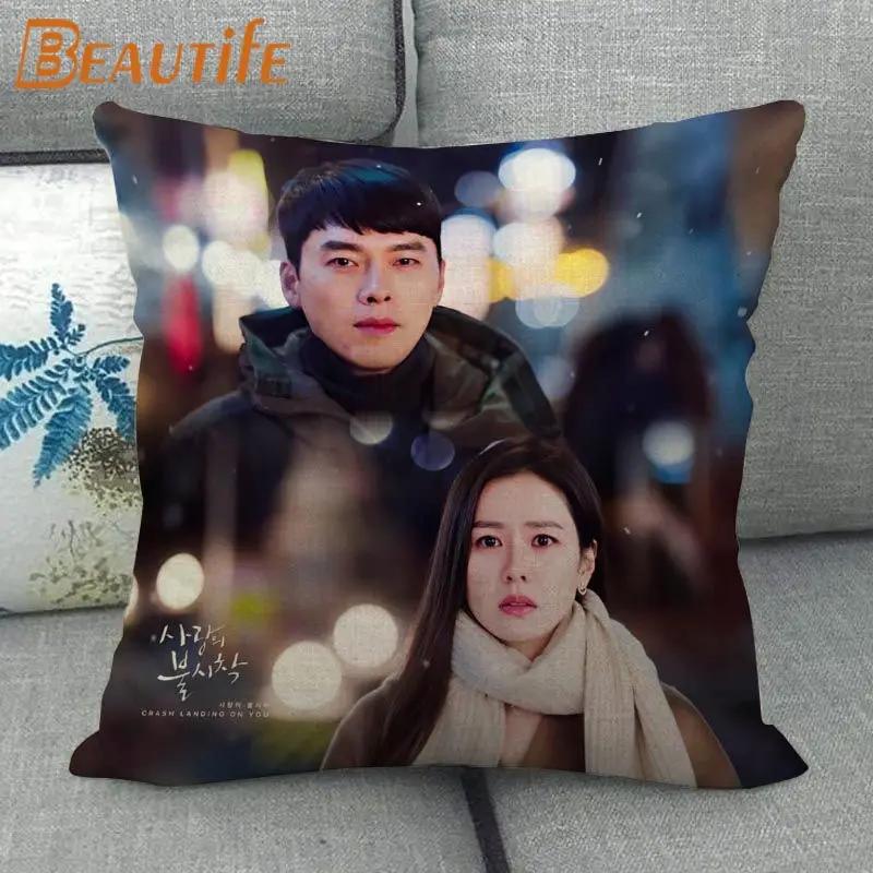 Custom Crash Landing On You Hyun Bin KPOP Pillowcase 45X45cm Wedding Decorative Eco-Friendly Cotton Linen Fabric Pillow Case