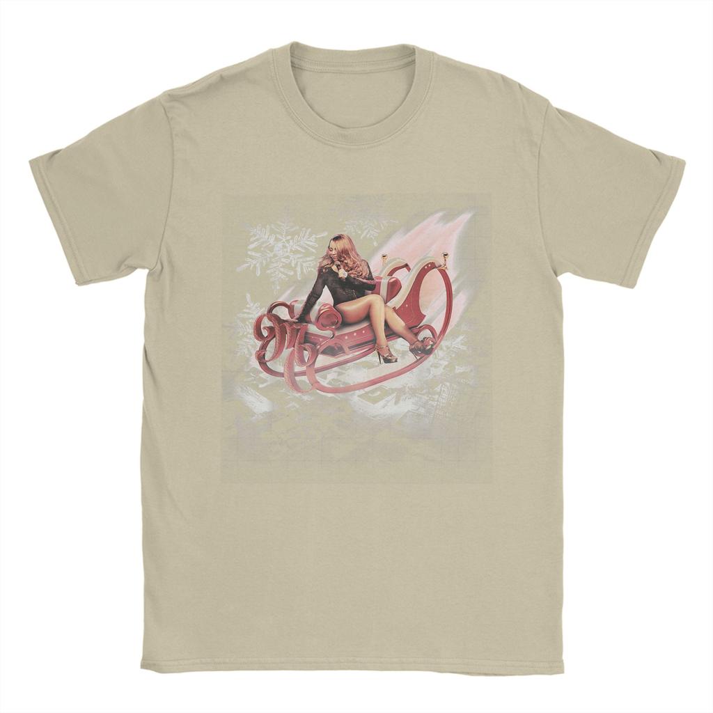 Mariah Carey Official Merry Christmas One & All Tour Sleigh Men T Shirts Novelty Tees Short Sleeve Crewneck Plus Size Tops