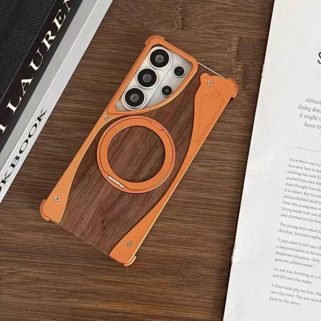 Samsung S25 Ultra Walnut Wood Magnetic Stand Case