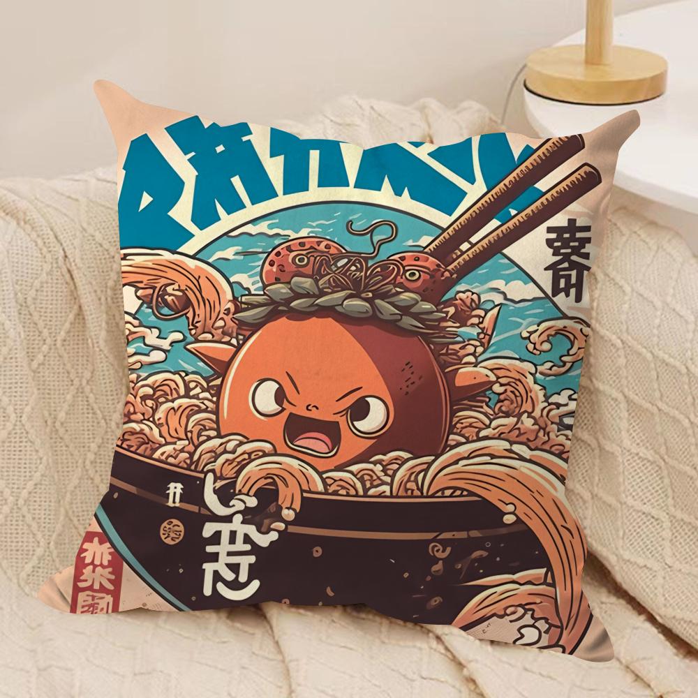 Food Disaster Cushion Cover Silky Short Plush Sofa Pillow Cover Hidden Zipper Soft Dustproof Case for Home Decor