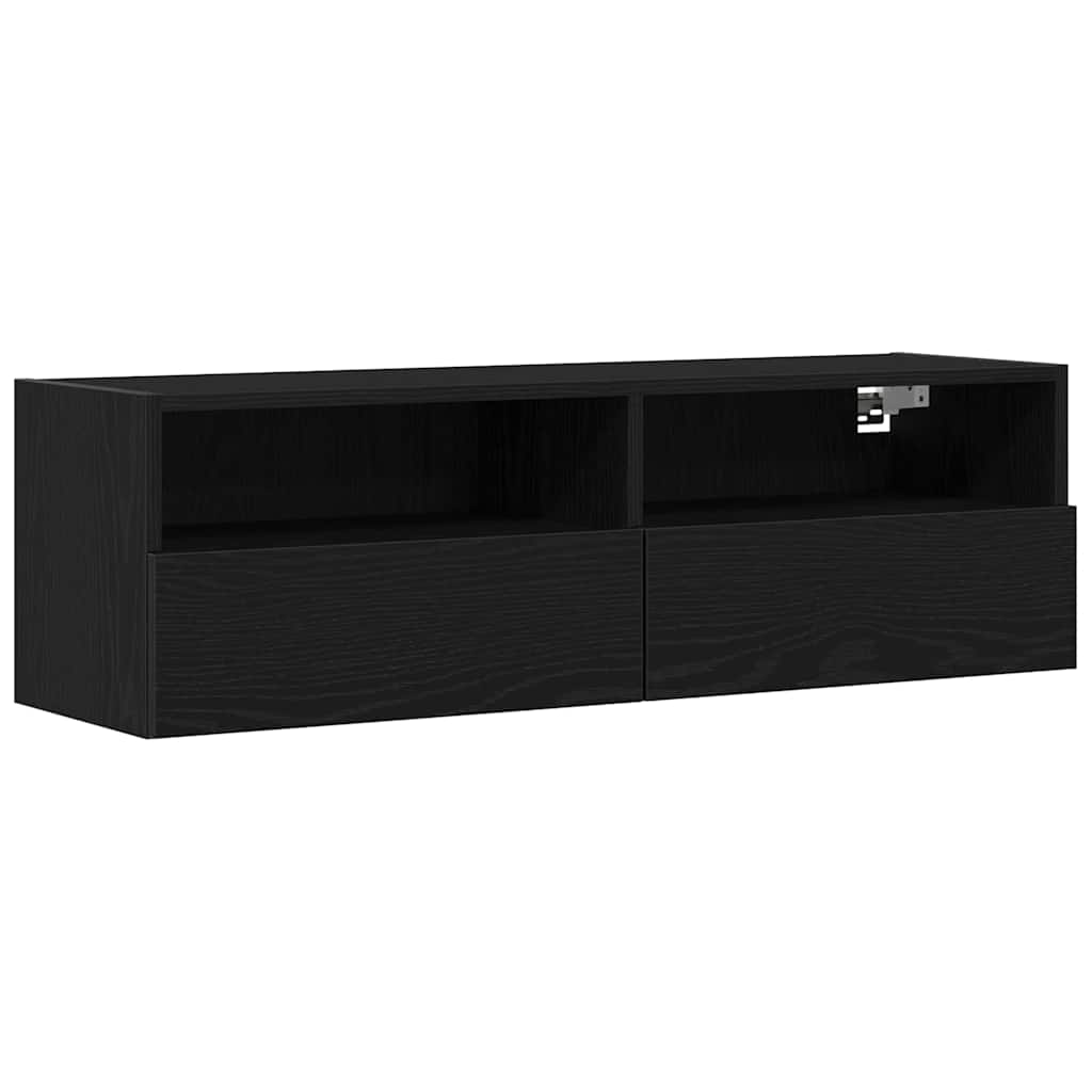 TV Wall Cabinet Black Oak Effect 100 x 30 x 30 cm