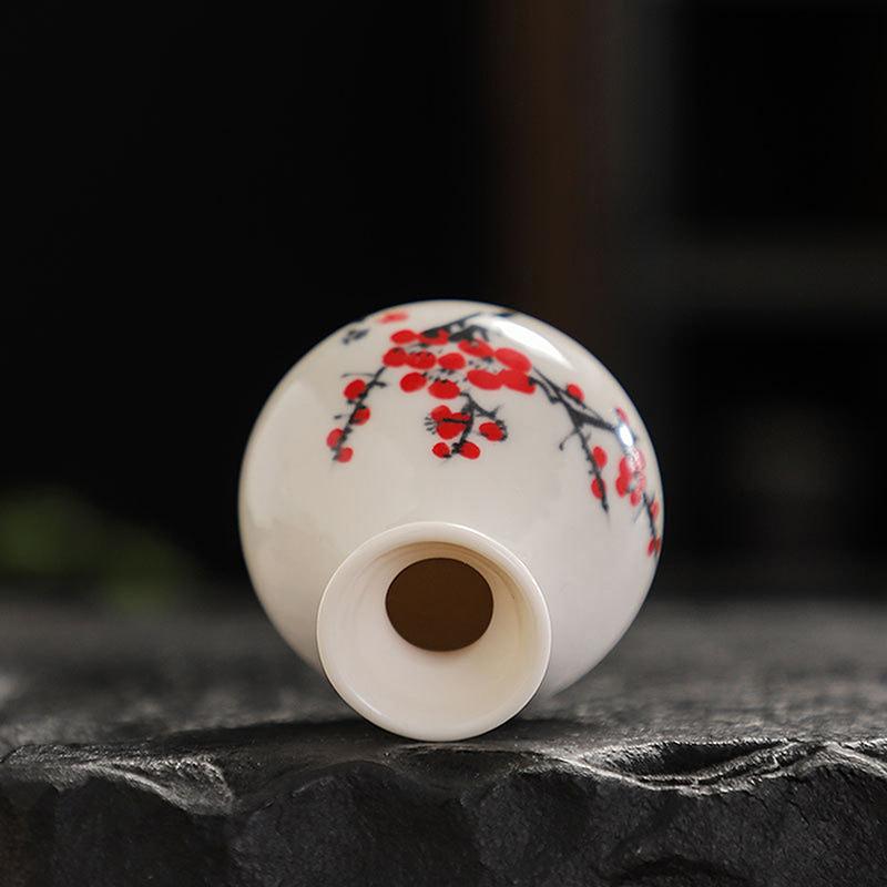 Miniaturní keramická váza v retro bílé v čínském stylu Domácí konvice na suchý led Ornament Kutilské dekorace Miniatury váza na květiny Řemeslné dárky