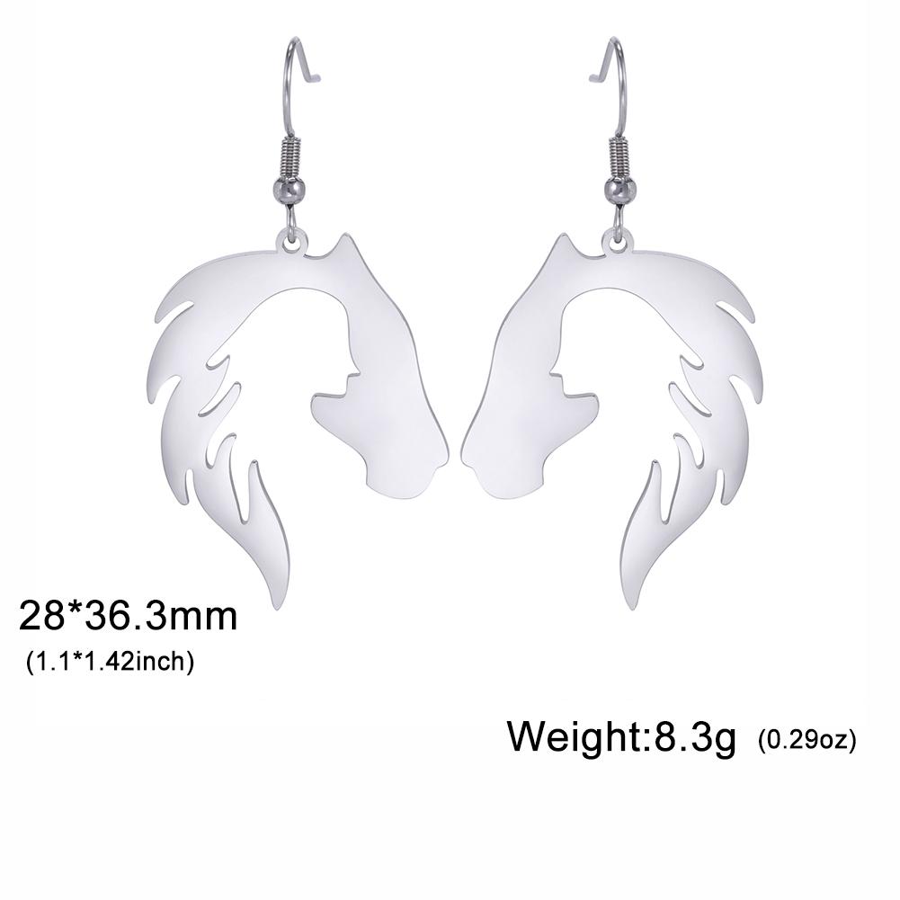 

Teamer Punk Horse Head Stainless Steel Dangle Earrings Hollow Side Face Earrings For Women Girls Cool Jewelry Gift 2026 New