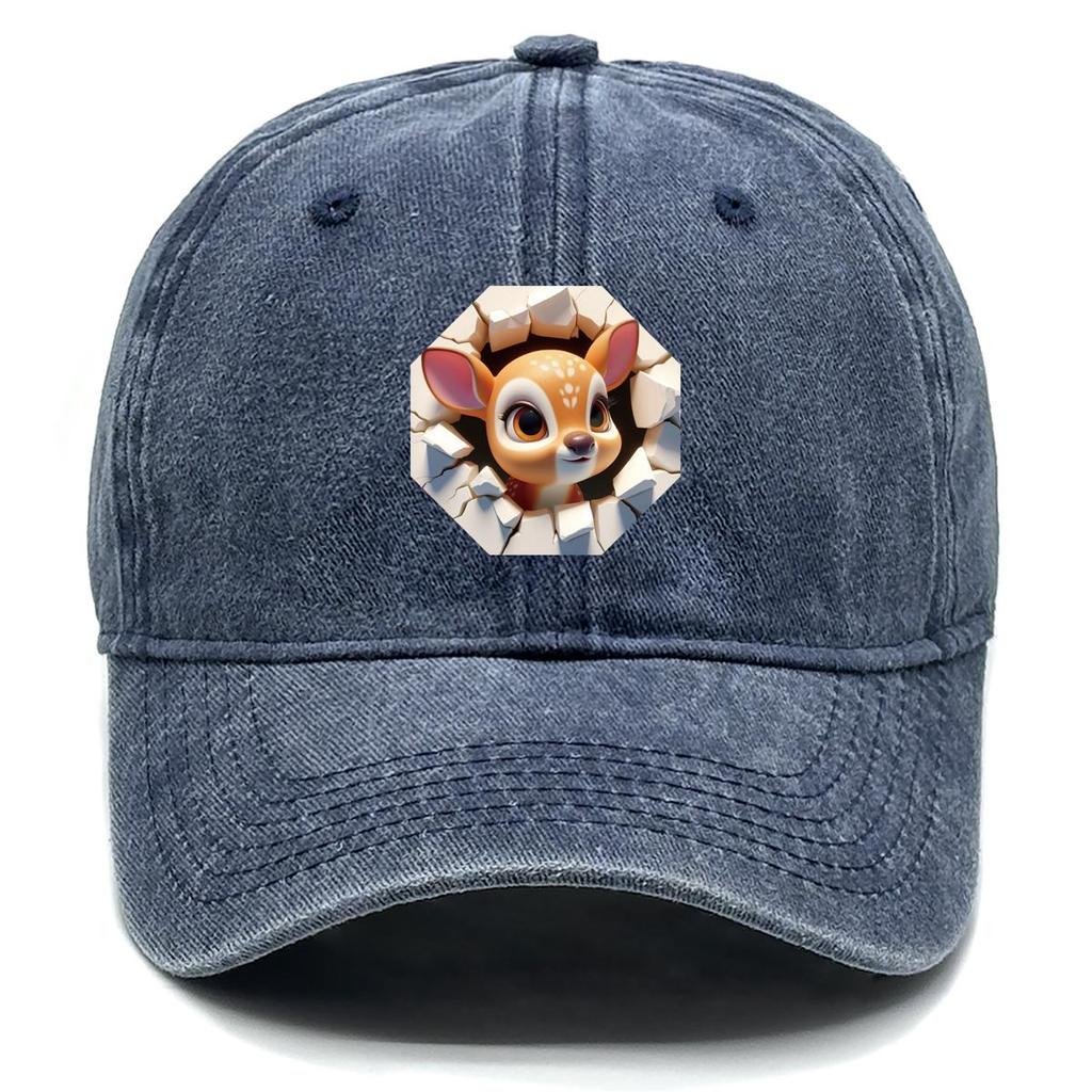 Cute Deer Print Adjustable Sun Hat, Animal Mesh Hat Trendy All-season Stylish Fashion Snapback Baseball Cap