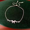 Elegant Zircon Bowknot Bracelet Women Minimalist Luxury Daily Wear Adjustable Copper Chain Jewelry