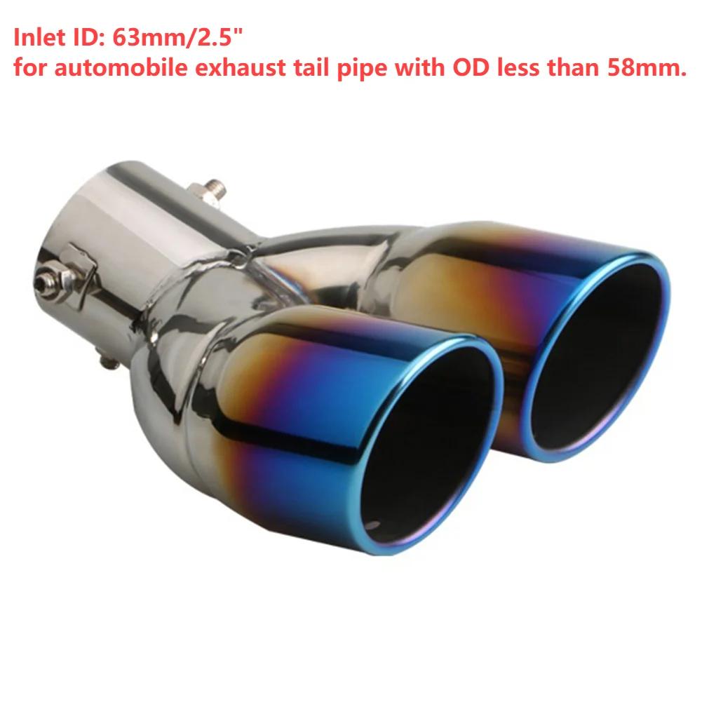 Car Decoration Single/Double Outlet Tail Pipe Car Styling Universal Car Exhaust Trim Muffler Pipe Tail Stainless Steel Curved