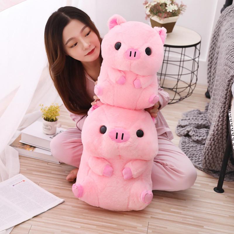 Pink Sitting Posture Big Head Lucky Pig Plush Toy Cute Girl Birthday Gift Doll