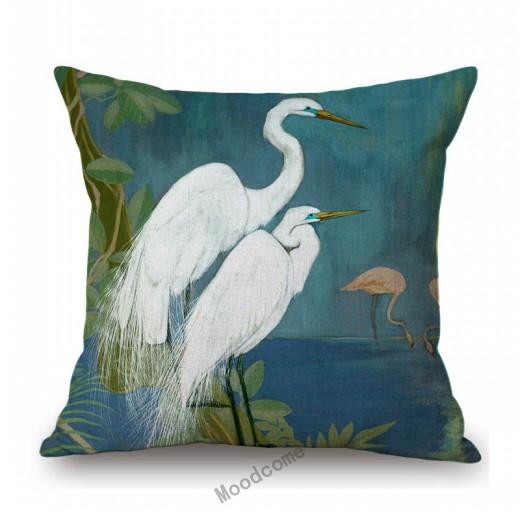 Flower Birds Peacock Floral Oil Painting Parrot Home Decoration Cotton Linen Sofa Throw Pillow Case Beautiful Cushion Cover Case