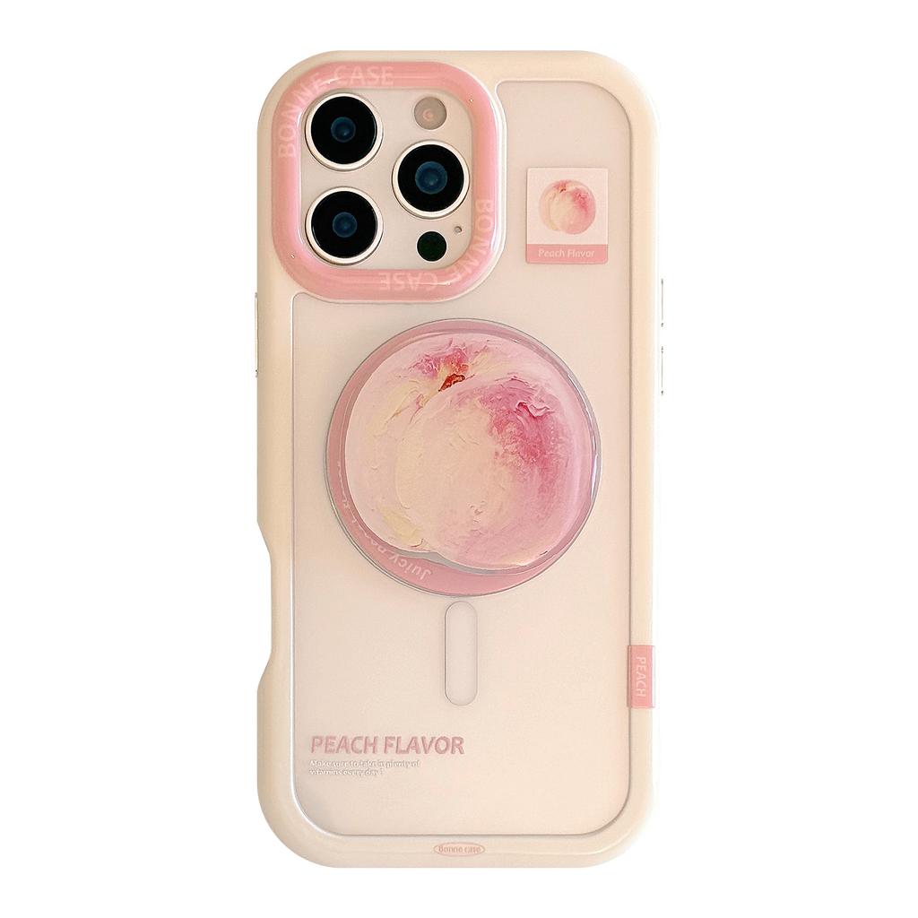 Oil Painting Peach Magnetic Stand 16 for IPhone17ProMax for Apple 14 Phone Case 15 Hard 11 Acrylic