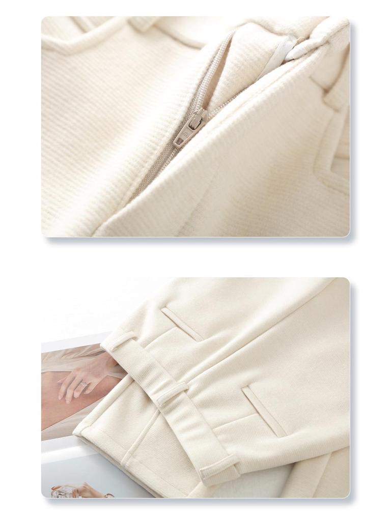 Women's 2024 Autumn/Winter Grey Wool Straight Leg Loose Scimitar Pants