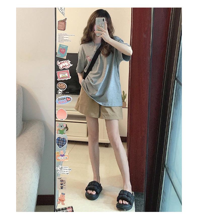 Women's High Waist Khaki Shorts - Summer 2025: Casual Wide-Leg, Slimming, Plus Size, Sporty Five-Point Style