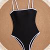 New Removable Shoulder Strap Color Matching One-piece Black and White Contrasting Swimsuit Retro Sexy Tight One-piece Swimsuit