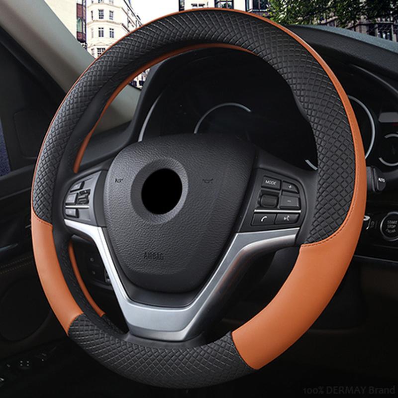 

9 Color Sport Auto Steering Wheel Covers Anti-Slip Leather Car Steering-wheel Cover Car-styling Anti-catch Holder Protecor коричневий