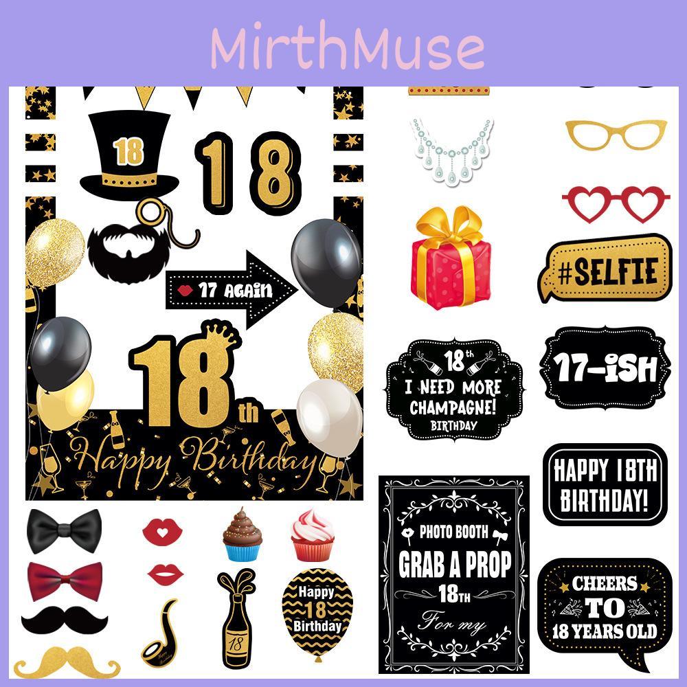 Birthday Party Photo Prop Set With Paper Frame Cartoons Decor For Ages 18 80 To