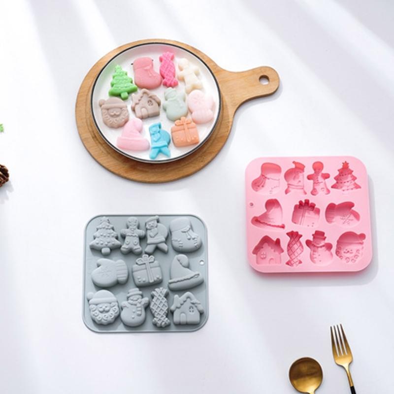 Christmas Theme Silicone Mold Cake Cupcake Chocolate Baking Fondant Mould
