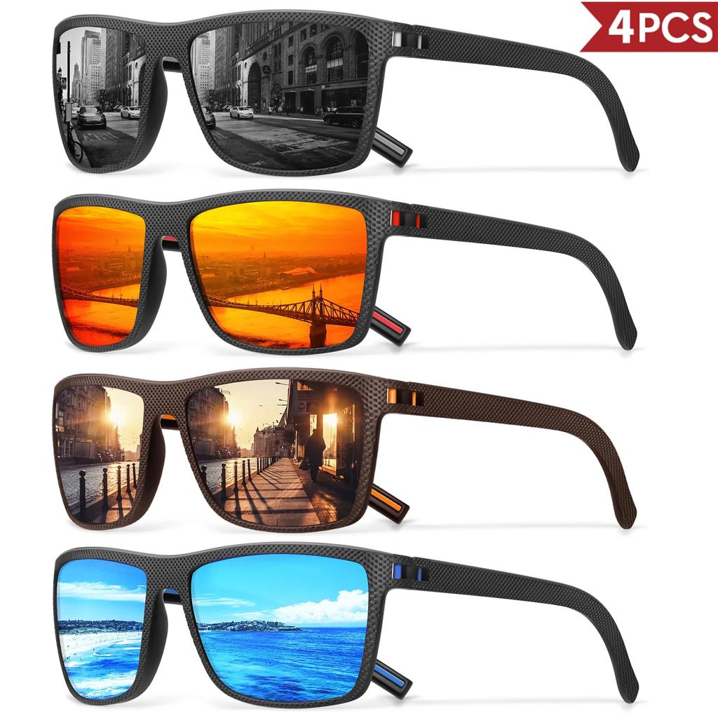 3/4 Pack Sunglasses Men Sun Glasses For Women Men Trendy Retro Mirror Lens For Driving Fishing Uv400 Protection