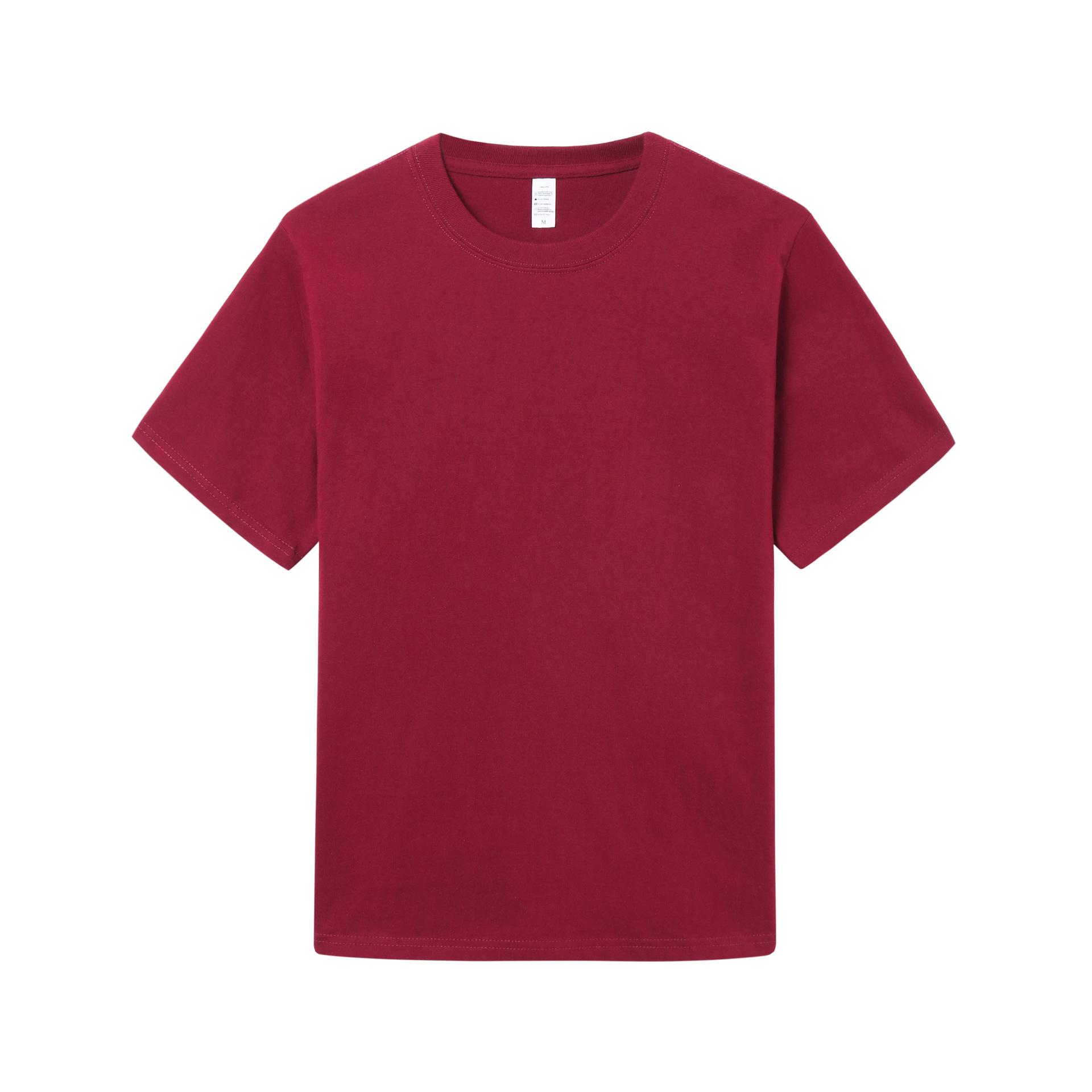 230 г хлопковая пустая футболка для мужчин и женщин свободная повседневная толстая круглая шея чистый белый цвет с короткими рукавами L вино красного 1550₽