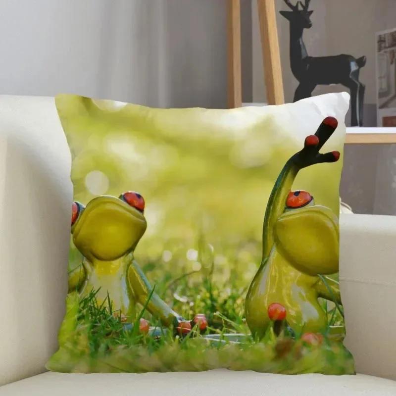 Funny Frog Series Animal Throw Pillow Cover With Short Plush Print For Living Room Sofa Decoration Cushion Cover Pillow Covers