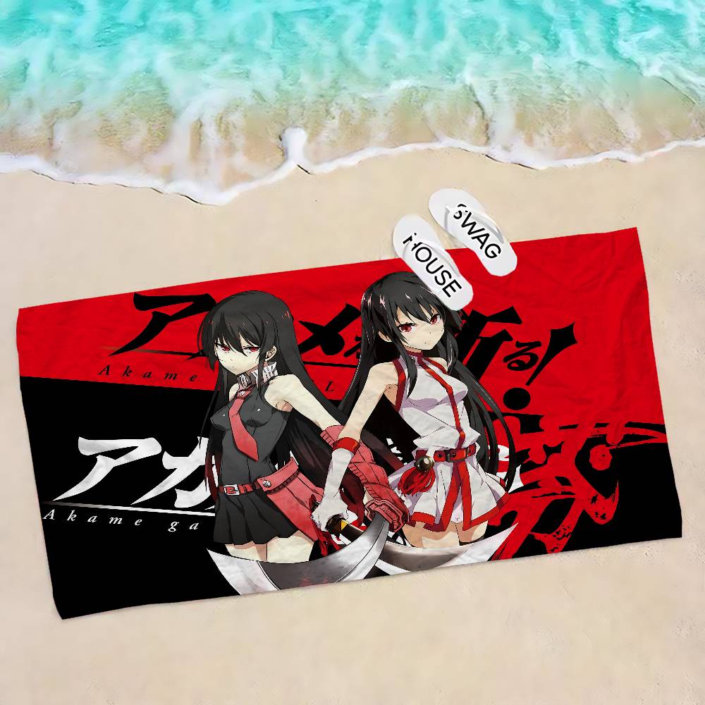 Japanese Anime Akame Ga KILL Beach Towel Colorful Bath Towels for Girl Microfiber Quick Dry Sand Free Beach Spa Gym Pool