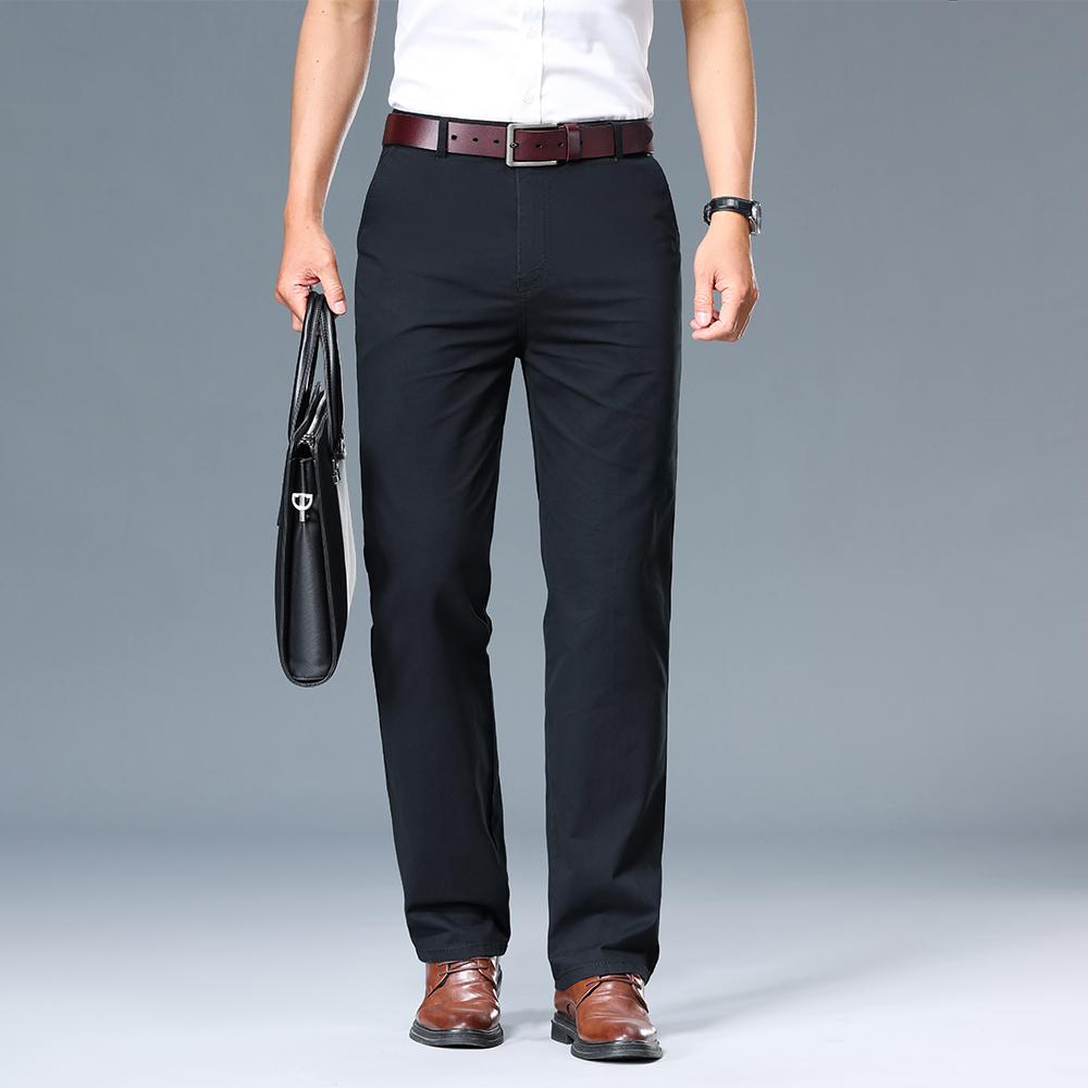 Men's Summer Casual Pants Straight Fit Triangle Pocket Thin Breathable Work Business Suit Trousers Plus Size Fashion