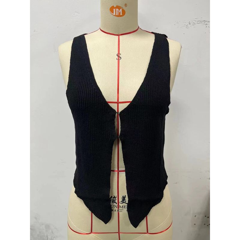 

Fashion Wind Summer New Sexy Sexy Knitting Cardigan Vest Sexy Knitted Cardigan Vest Black 2XL
