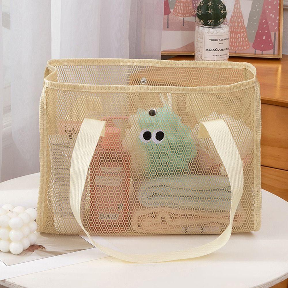 Large Capacity Big Eyes Beach Mesh Bag with Handle Cartoon Shopping Totes  Shower